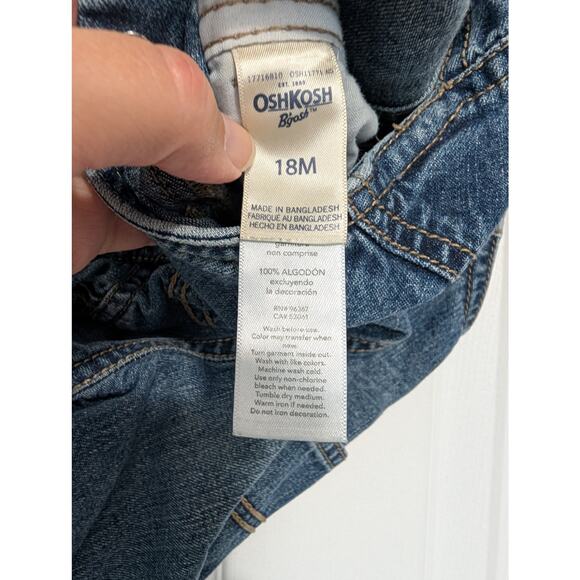 OshKosh Bgosh Overalls Shorts Striped Strap Size 18m Toddler Denim Blue Jeans - Picture 4 of 5